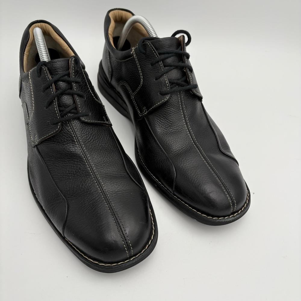 Johnson & Murphy Black Shuler Bicycle‎ Pebbled Leather Shoe Sz 11W Wide